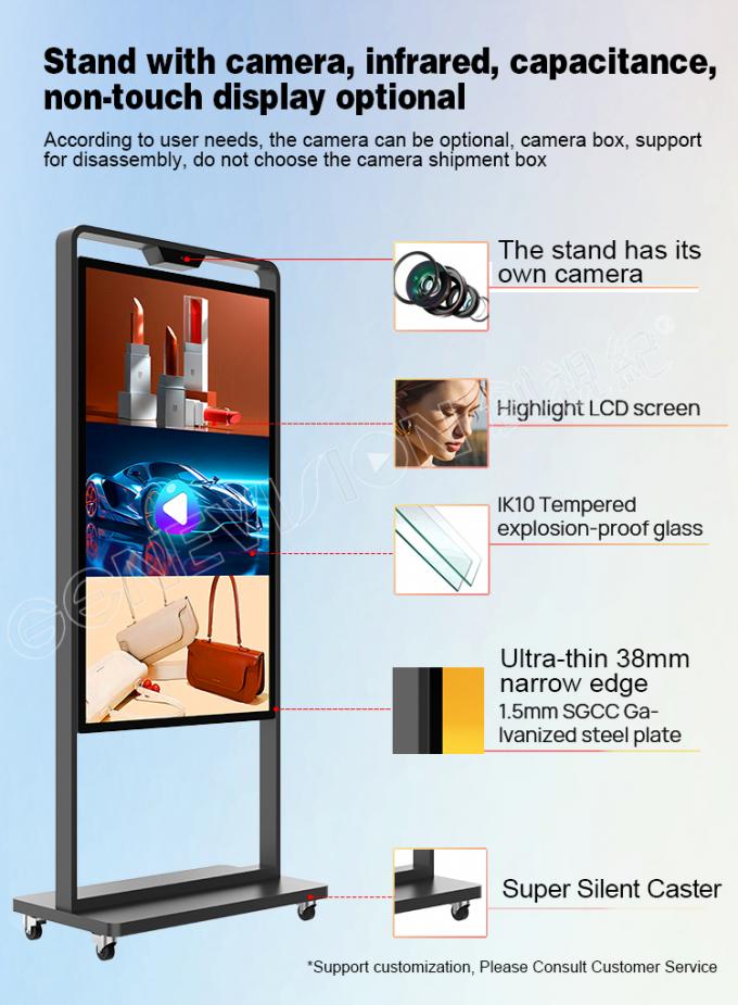 Floor Kiosk Supermarket Advertising Poster with High Contrast and 256GB SSD Storage 1