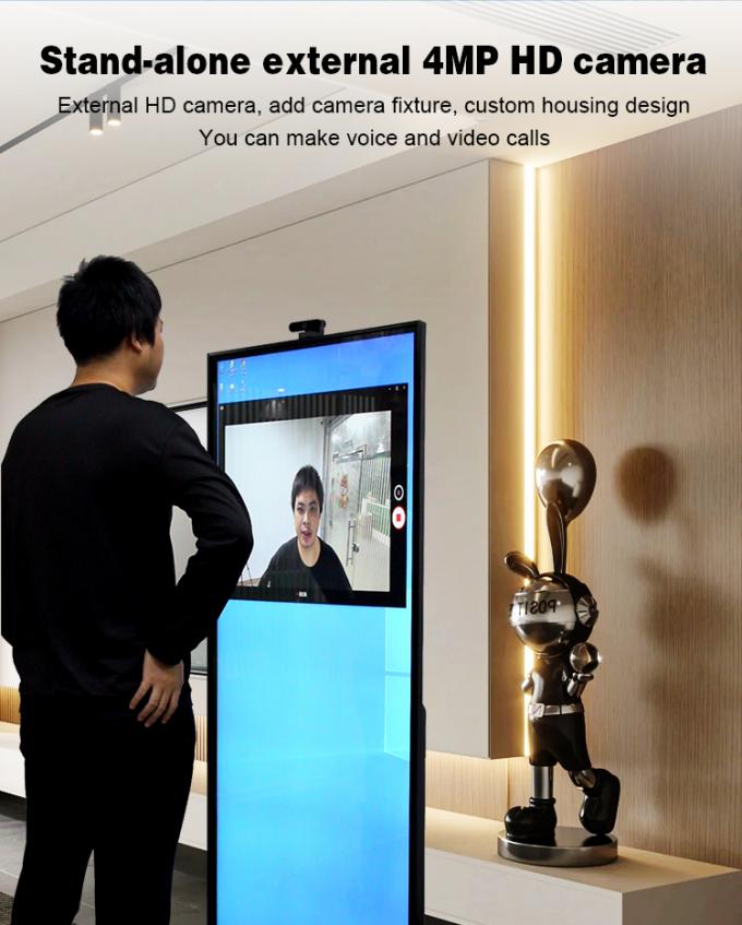 Touch Screen Wide View Angle Floor Standing Bar Screen 75 Inch With Microphone Camera 0