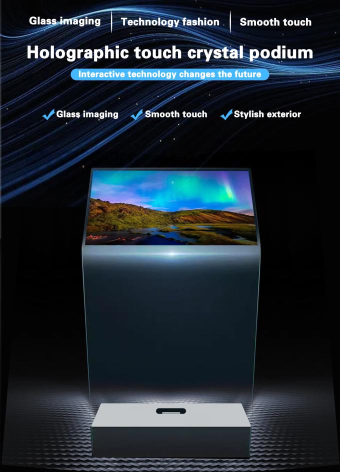 Crystal Holographic Touch Screen Podium Kiosk With Projector For Exhibition Center 0