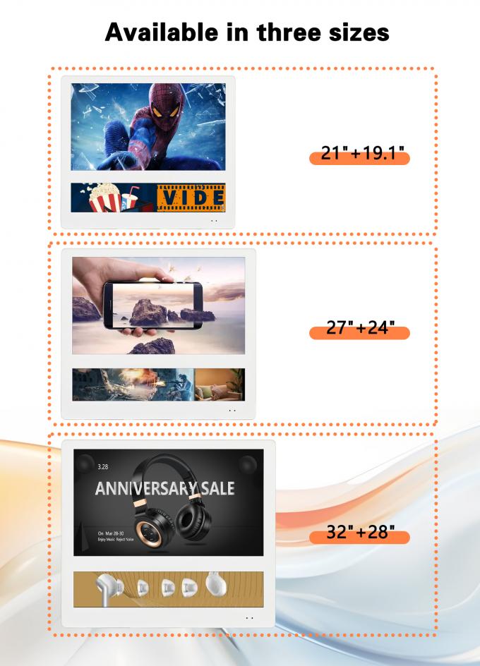 21.5" 19.1" Full HD Dual Screen Elevator LCD Advertising Display Remote Control Software Included 1