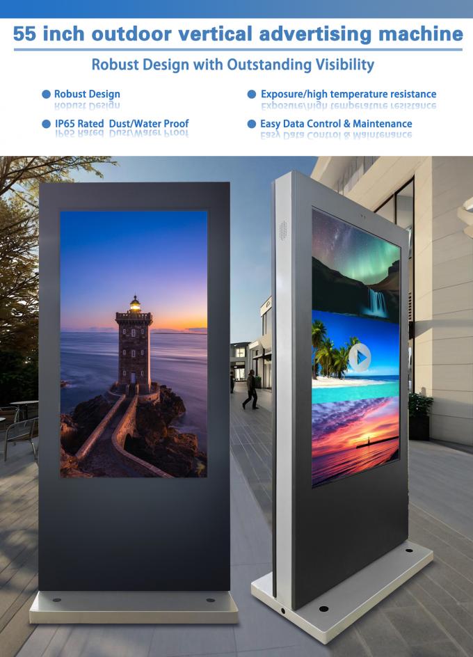 55 inch IP65 Waterproof Outdoor Touch Screen Kiosk for Smart City 0