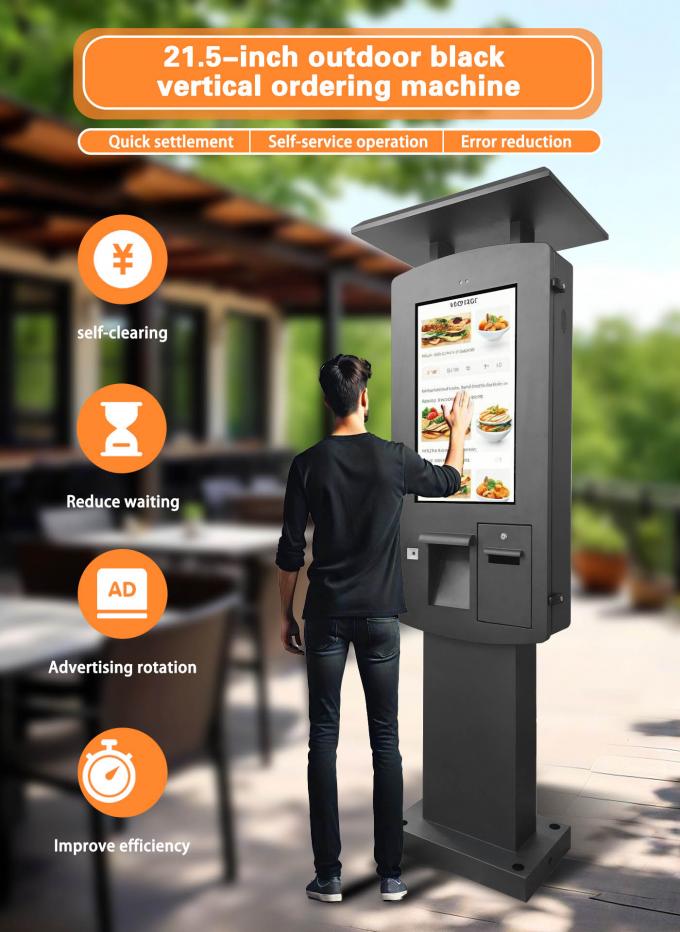 32" IP65 Waterproof Self Service Payment Kiosk Outdoor Terminal with POS Bracket and Printer 0