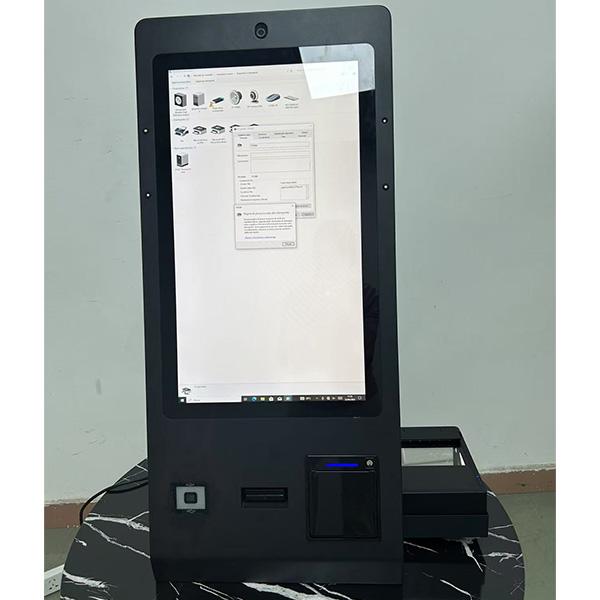 OCR Passport Reader 24 Inch Desktop Hotel Check In Self Service Kiosk with Camera Microphone 0