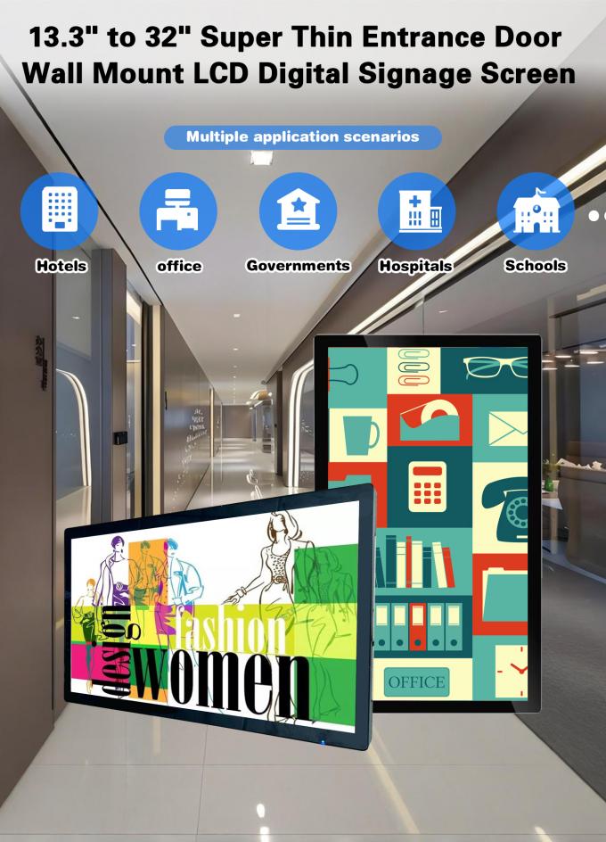 Wall Mounted Elevator Android 21.5 " 32 " 18.5" Smart Video Player in Remote Control Software 1