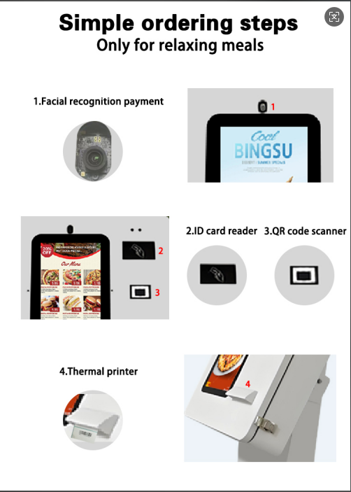 Restaurant Ordering Outdoor Self-service Kiosk PCAP Touch Screen Self-service Kiosk 15.6 Inch Self-service Pos System 2