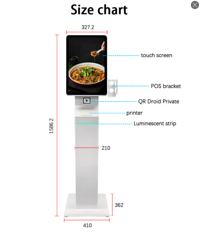 15.6 21.5 inch 3 in 1 Wall Standing Desk Self Service Kiosk Used For Self Contactless Payment 2