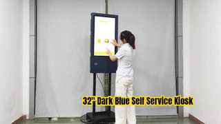 32inch Dark Blue Self Service Kiosk with QR Code Scanner