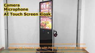43inch Touch Screen Kiosk with Printer QR Code Scanner Camera Microphone and Headset