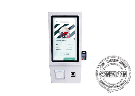 21.5 Inch Desktop Ordering Kiosk Machine Inbuilt QR Barcode 80mm Terminal Printer