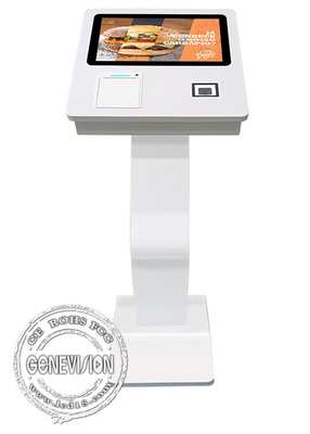 15.6 Inch WiFi Scanner Landscape Self Service Touch Screen Kiosk With Printer Free Standing