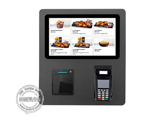 Face Recognition Camera Cashless Self Ordering Kiosk In Restaurant 15.6 Inch