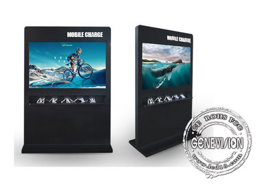 Mobile Charging Station Advertising Totem 65 inch Horizontal Media Player Standee