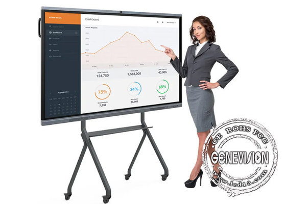 4K AG Glass 55&quot; - 110&quot; Dual Screen 20 Touch Points Interactive Flat Panel For Meeting Room