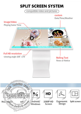 55 Inch  K stand  White AIO Interactive Touch Screen Kiosk Digital Floor Stand Smart Totem