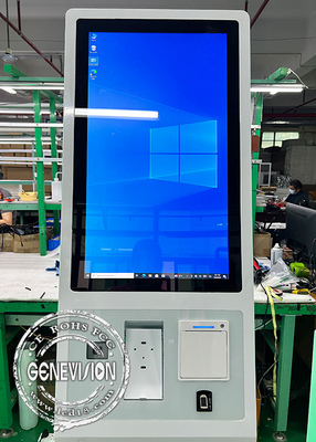 White Led Strip Fingerprint Self Service Kiosk Machine 27 Inch Windows Pc All In One