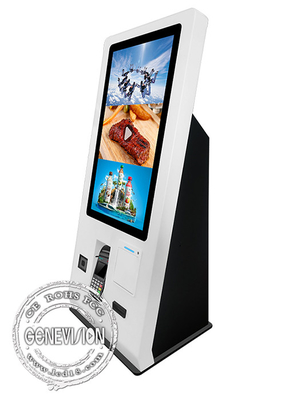 Hotel 24 Inch Vertical Desktop Printer QR Code Scanner Card Dispenser Self Service Check In Kiosk