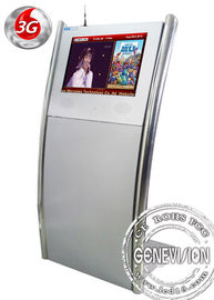 19inch Silver Floorstanding Slim Digital Kiosk Capacitive Touch Screen With Front Speaker