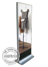 43 Inch Standalone Magic Mirror Standee , FHD Mirror Advertising Kiosk Body Sensor