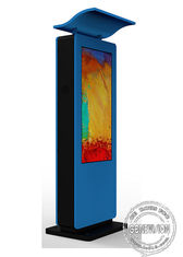 Free Standing 55 Inch Touch Screen Kiosk Stand High Brightness 2500nits With Shelter