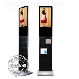 Indoor Android Kiosk Digital Signage LCD Monitor Advertising 22 Inches With Newspaper Shelf