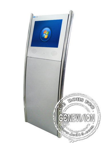 Android Touchscreen Wifi Digital Signage, Floorstanding Silver LCD Advertising Stand