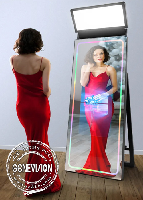 Wedding Party Mirror Touch Screen Self Service Kiosk With LED Lamp