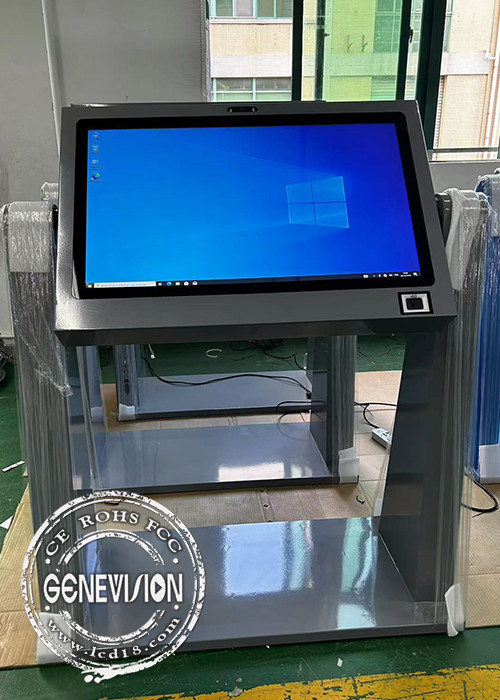 Adjustable Viewing Angle 32&quot; Windows PCAP Touch Screen Kiosk with Binocular Camera and QR Code Scanner for Wheelchair