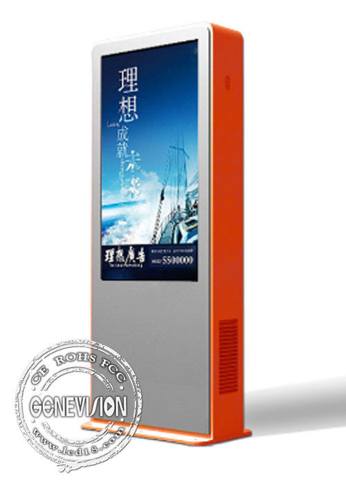 Free Standing Outside Digital Signage Touchscreen Kiosk Built In Air Conditioning