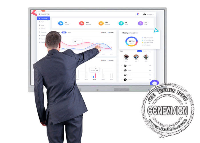 75 Inch Conference Room 4K Interactive Anti Glare Touch Screen Smart Whiteboard Digital Signage