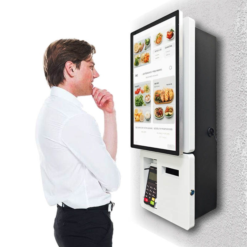 21.5 inch Wall Mount Restaurant Self Service Kiosk With Separate Stand