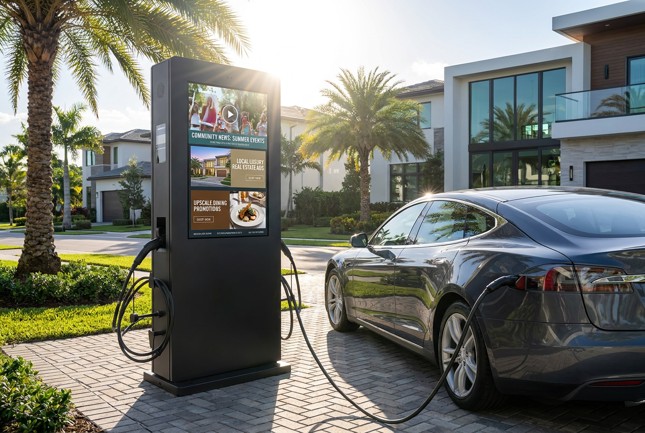43" IP65 EV Charging Kiosk with OCPP 1.6