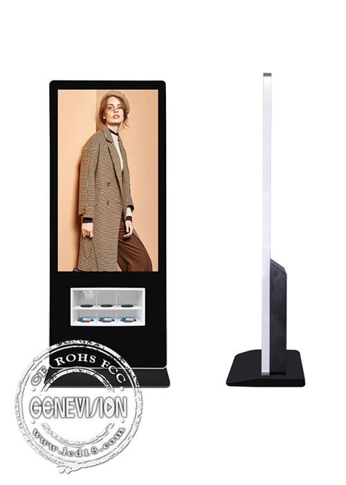 43/55 Inch Advertising Digital Signage Floor Stand With Wireless Charging Station