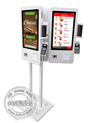 Double Sided Fast Food Cashless Self Service Order Machine POS Terminal 24 Inch