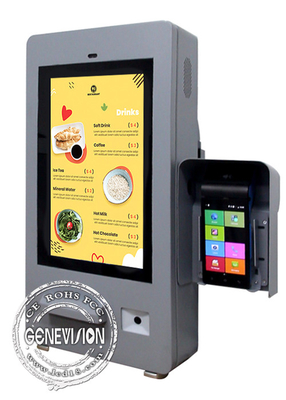 15.6 inch Hamburg Car Wall Mount Ticket Printer QR Code Scanner POS PCAP Touch Screen Fast Food Self Service Kiosk