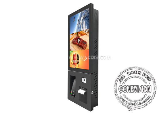 24 Inch Android NFC Scanner Portrait Restaurant Self Service Ordering Kiosk , Smart Payment Kiosk With Card Reader