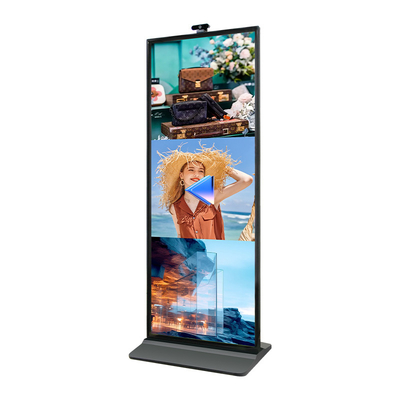 Touch Screen Wide View Angle Floor Standing Bar Screen 75 Inch With Microphone Camera