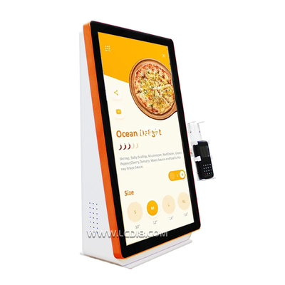 24 Inch Orange Side Table Self Service Kiosk With Payment Machine Holder