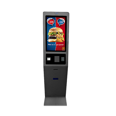 27 Inch Floor Standing Self Service Order Fast Food Kiosk With LED Light Strip Decoration