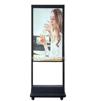 Ultra Thin Floor Standing 43 49 55inch Double Screen Android Window Display With Aluminum Frame and Long Life Span