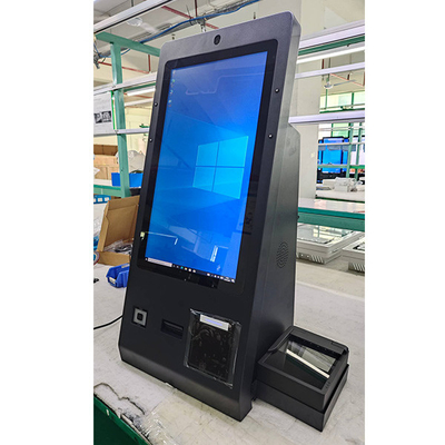 OCR Passport Reader 24 Inch Desktop Hotel Check In Self Service Kiosk with Camera Microphone