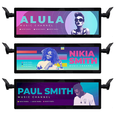 29 Inch Stretched Bar Ceiling Mount Bus Wifi Digital Signage Android Wireless Networking Digital Lcd Monitor With 4G Option