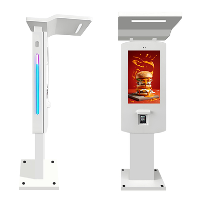 32 inch Drive Thru freestanding PCAP Outdoor Self-Order Kiosks configured with an optional canopy and Led strip