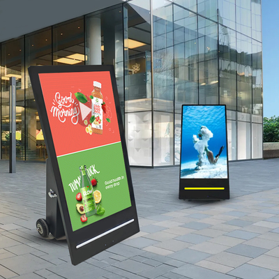 32/43/55 Inch Customized Portable Mobile Android Digital Signage Totem Outdoor Movable Display Screen