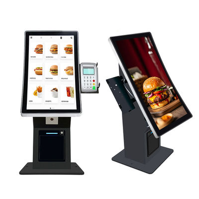 23.6 Inch Curved Screen Self Service Kiosk with 10-Point Capacitive Touch and Built-in QR Scanner