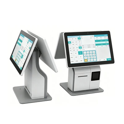 15.6 Inch Desktop Single Dual Side Self Service Cashier Kiosk with QR BarCode Scanner 80mm Thermal Printer NFC