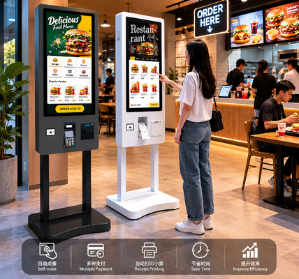 32 Inch PCAP Touch Screen Self Payment Kiosk Windows10 Ordering Machine Kiosk With Thermal Printer