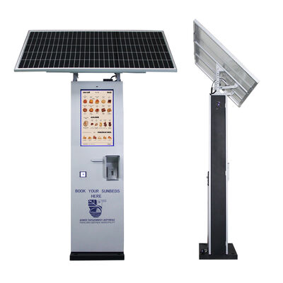 27 Inch Solar Powered Outdoor Waterproof Self Service Ordering Kiosk | Off-Grid Touchscreen Payment Booking Machine for Beach Park Resort Food Service