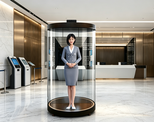 3D Holographic AI Digital Human Reception Robot Interactive Voice Wakeup Speech Recognition Guide Robot for Mall Bank Airport Lobby