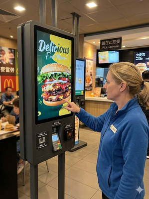32 Inch Automated Cashless Payment Self-Service Kiosk | Fast Food & QSR Ordering Terminal For Burger & Fried Chicken Shops