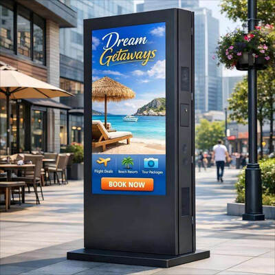 Double Side Outdoor LCD Advertising Totem 49 55 65 75 Inch Dual Screen Digital Signage High Bright Waterproof Dustproof Floor Mount Display For Outdoor Commercial Advertising